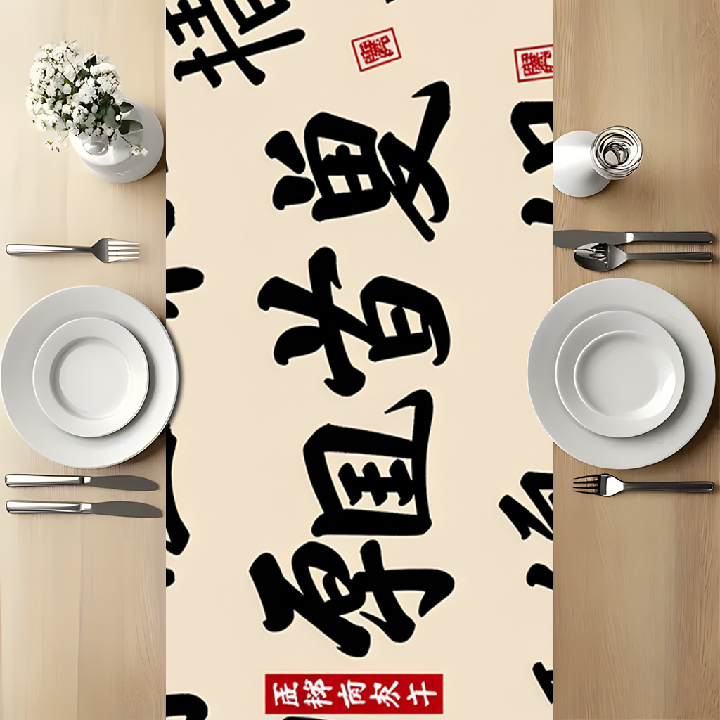 Home Office News - Runner da Tavola con Calligrafia Cinese,