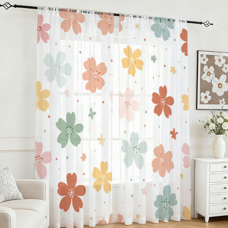 Home Office Rate - 2 Pezzi Tende Trasparenti con Stampa